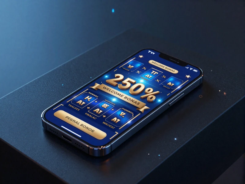 Smartphone mit Casea Casino Willkommensbonus-Anzeige auf dunkler reflektierender Oberfl&auml;che mit blauen Partikeln