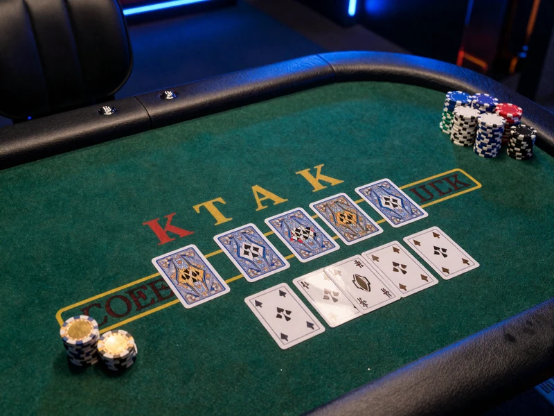Premium Blackjack-Tisch mit goldenen Akzenten und blauem Licht im Casea Casino Gold Saloon VIP-Raum