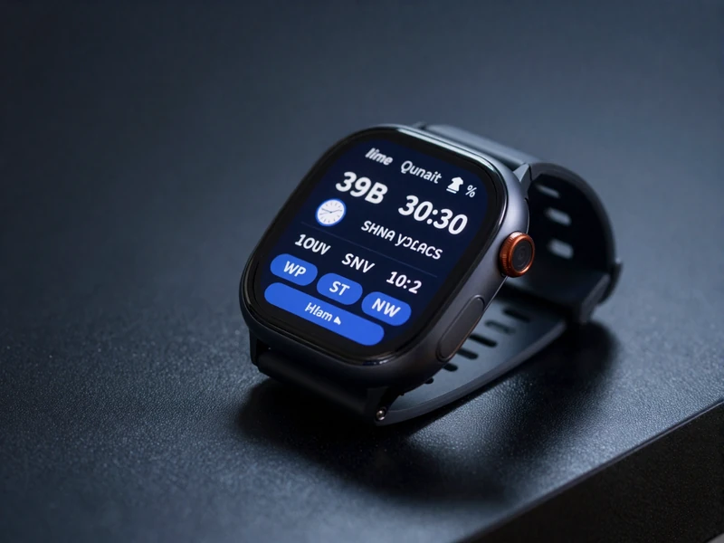Moderne Smartwatch mit Sportwetten-Interface und blauen Akzenten auf dunkler reflektierender Oberfl&auml;che